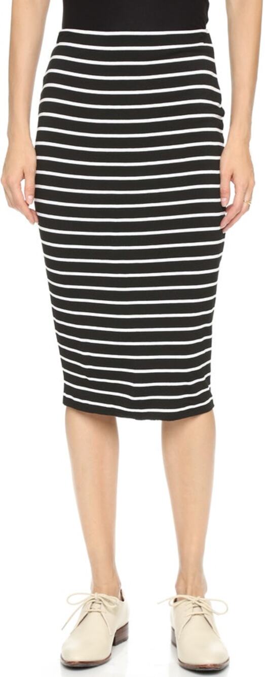 Bailey 44 Black White Stripe Bianca Knit Jersey High Waist Midi Skirt XS